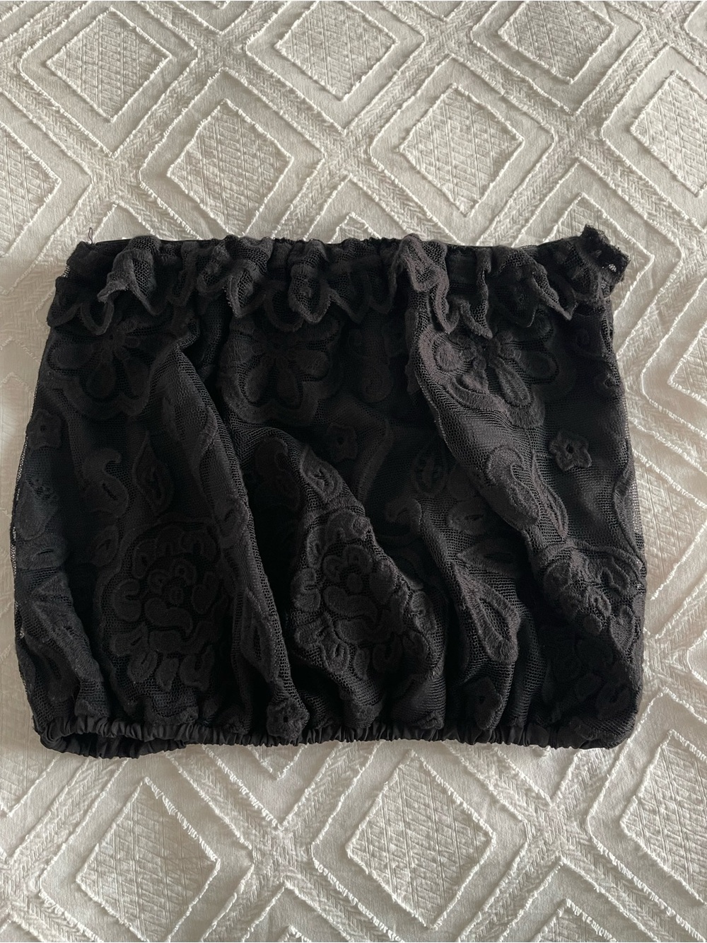Nightcap Black Floral Lace Crop Tube Top
